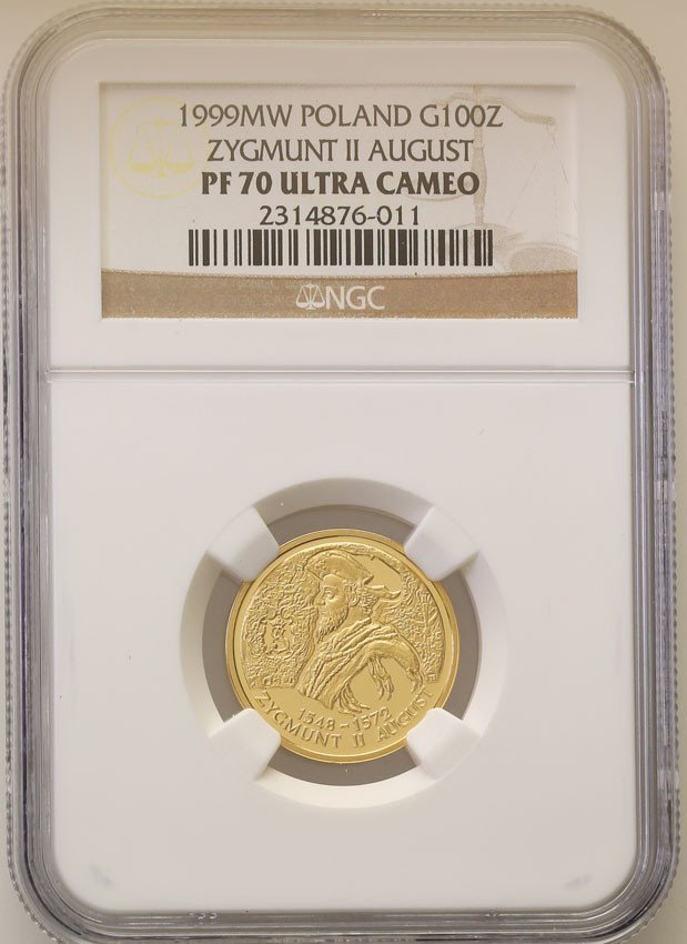 III RP 100 złotych 1999 Zygmunt II August NGC PF70 ULTRA CAMEO (MAX)